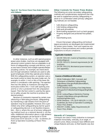 Page 28: Figure 26 Two-Person Power Press Brake Operation with Pullbacks