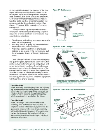 Page 29: Cleaning and maintaining a conveyor, especially when it is still operating.