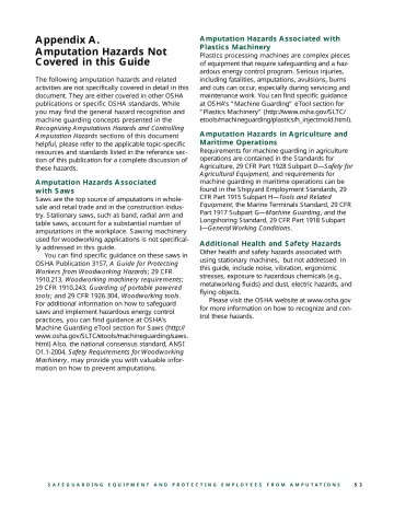 Page 55: Appendix A. Amputation Hazards Not Covered in this Guide
