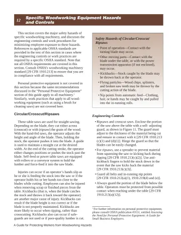 Page 18: Specific Woodworking Equipment Hazards and Controls