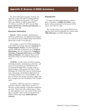 Page 61: Appendix C: Sources of OSHA Assistance