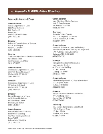 Page 62: 56 Appendix D: OSHA Office Directory