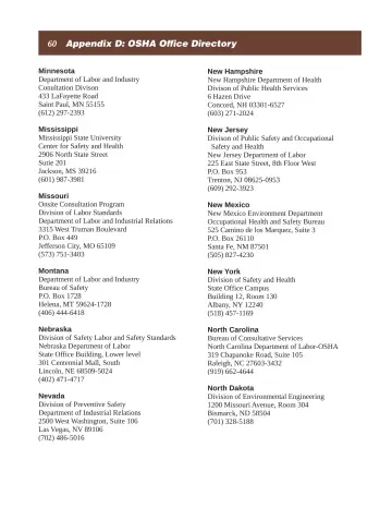 Page 66: Appendix D: OSHA Office Directory