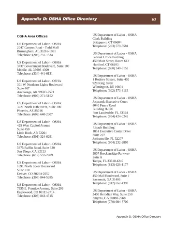 Page 69: Appendix D: OSHA Office Directory