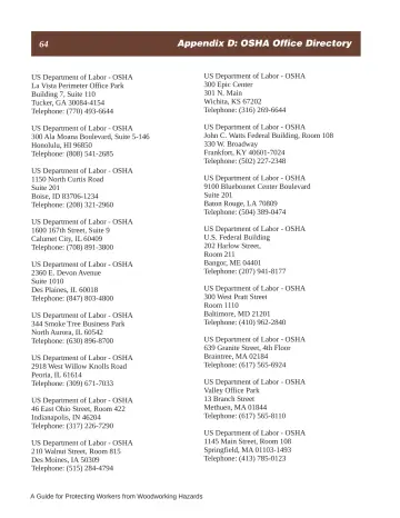 Page 70: Appendix D: OSHA Office Directory