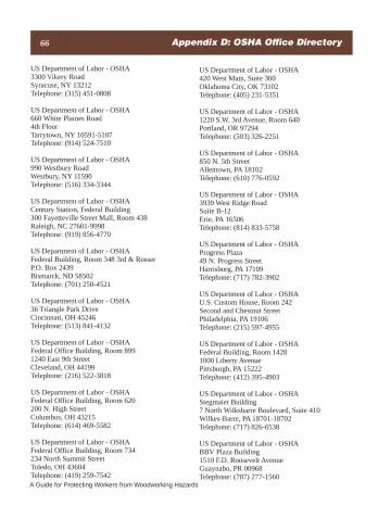 Page 72: Appendix D: OSHA Office Directory