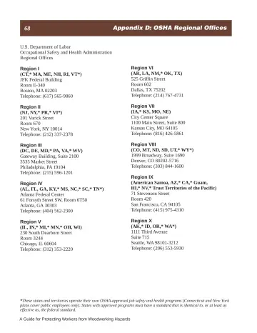 Page 74: Appendix D: OSHA Regional Offices