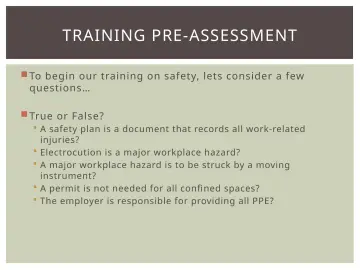 Slide 2: TRAINING PRE-ASSESSMENT