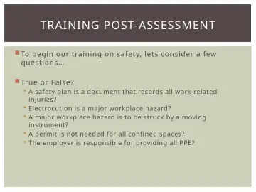 Slide 39: TRAINING POST-ASSESSMENT