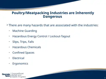 Slide 8: Poultry/Meatpacking Industries are Inherently Dangerous