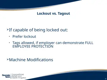 Slide 18: If capable of being locked out: