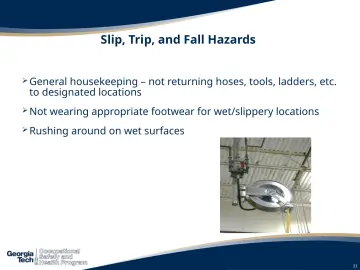 Slide 21: Slip, Trip, and Fall Hazards
