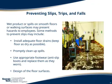 Slide 23: Preventing Slips, Trips, and Falls