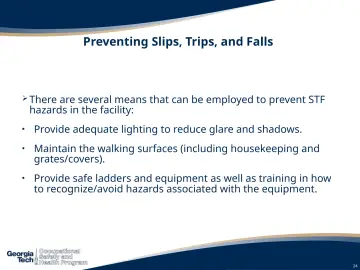 Slide 24: Preventing Slips, Trips, and Falls