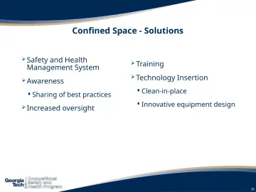 Slide 39: Confined Space - Solutions