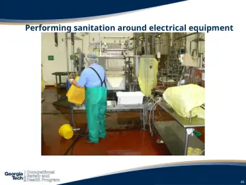 Slide 45: Performing sanitation around electrical equipment