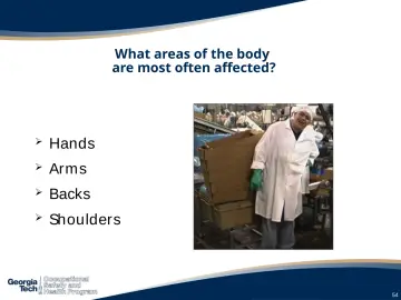 Slide 54: What areas of the body are most often affected?