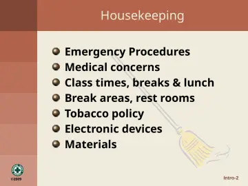 Slide 2: Housekeeping