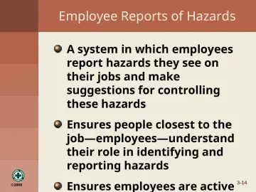 Slide 14: Employee Reports of Hazards