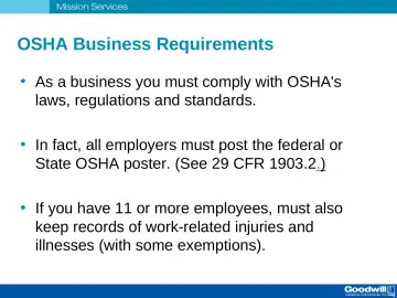 Slide 9: OSHA Business Requirements