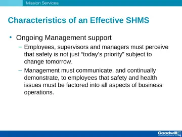 Slide 18: Characteristics of an Effective SHMS