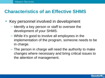 Slide 20: Characteristics of an Effective SHMS
