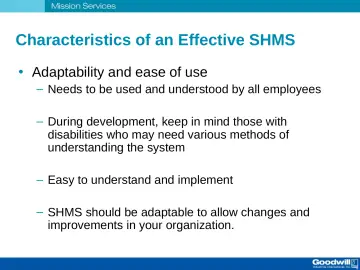 Slide 22: Characteristics of an Effective SHMS
