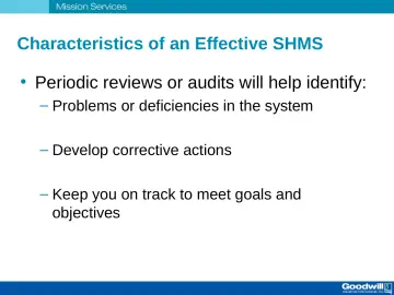 Slide 25: Characteristics of an Effective SHMS
