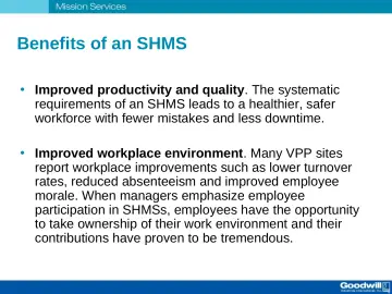 Slide 36: Benefits of an SHMS