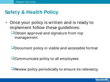 Slide 30: Safet y & Health Policy