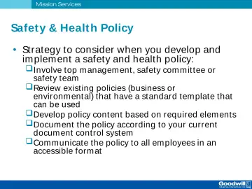 Slide 34: Safet y & Health Policy