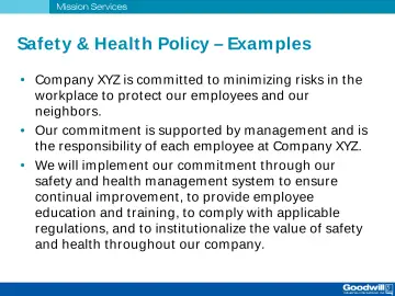 Slide 35: Safet y & Health Policy – Examples