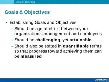 Slide 39: Goals & Object ives