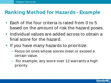 Slide 46: Ranking M et hod for Hazards - Example