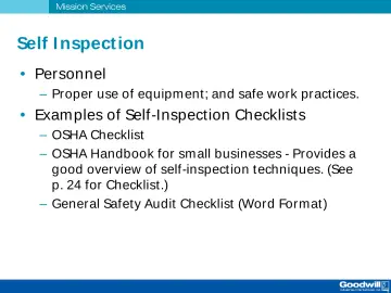 Slide 23: Self I nspection
