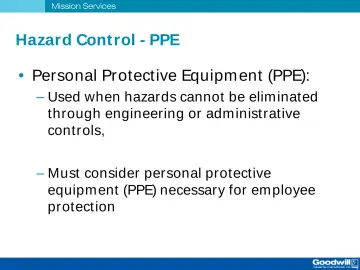 Slide 16: Hazard Control - PPE