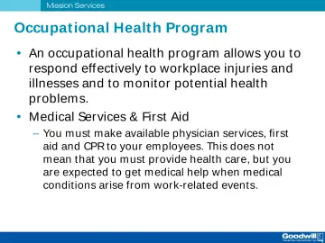 Slide 32: Occupat ional Healt h Program