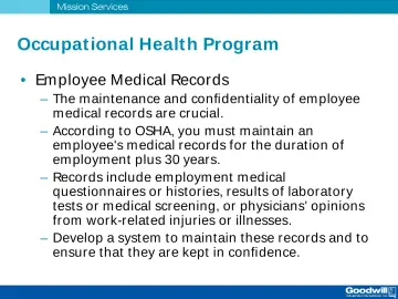 Slide 34: Occupat ional Healt h Program