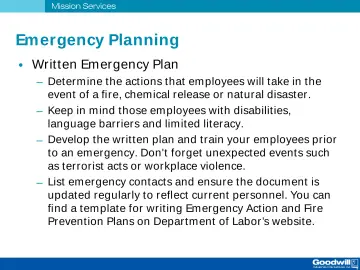 Slide 39: Emergency Planning