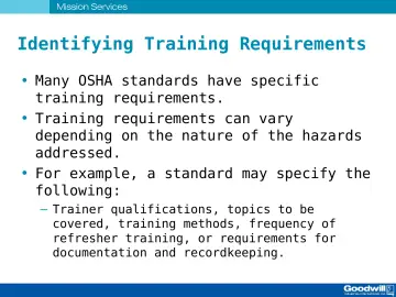 Slide 6: Identifying Training Requirements