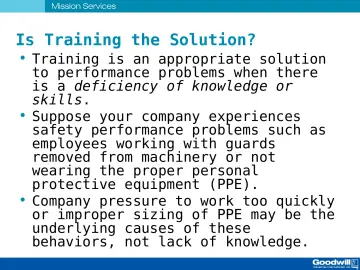Slide 17: Is Training the Solution?
