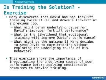 Slide 22: Is Training the Solution? - Exercise