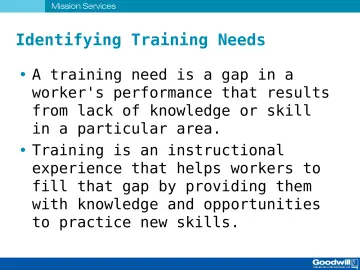 Slide 23: Identifying Training Needs