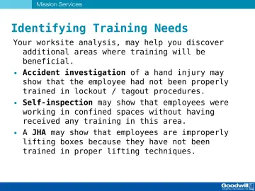 Slide 25: Identifying Training Needs