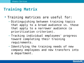 Slide 32: Training Matrix