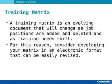 Slide 33: Training Matrix
