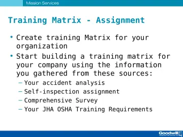 Slide 35: Training Matrix - Assignment