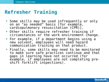 Slide 57: Refresher Training