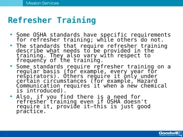 Slide 58: Refresher Training