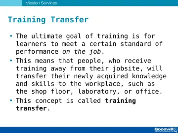 Slide 62: Training Transfer